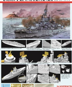 Alternative view of Dragon 7041 1/700 U.S.S. Pennsylvania BB-38 1944